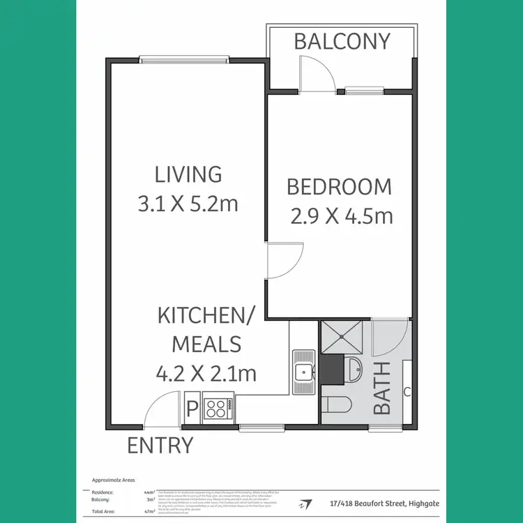 Floorplan of Homely apartment listing, 17/418 Beaufort Street, Highgate WA 6003