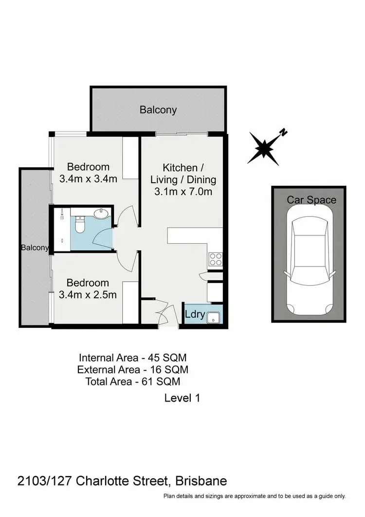 Floorplan of Homely apartment listing, 2103/127 Charlotte Street, Brisbane City QLD 4000