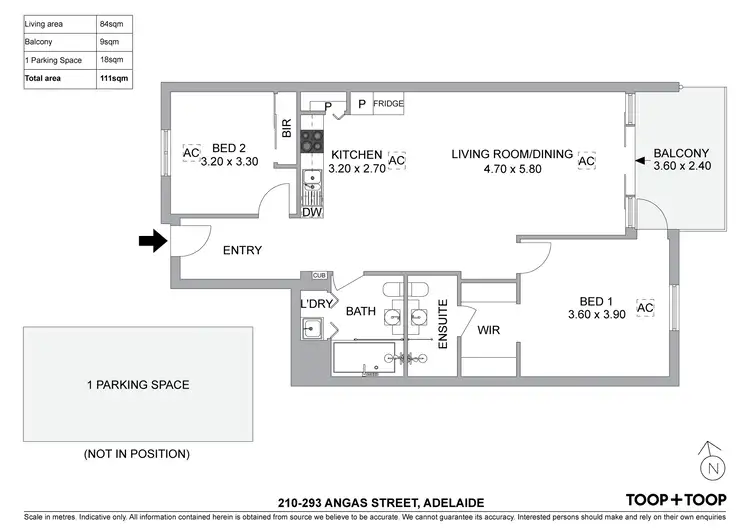 Floorplan of Homely apartment listing, 210/293 Angas Street, Adelaide SA 5000