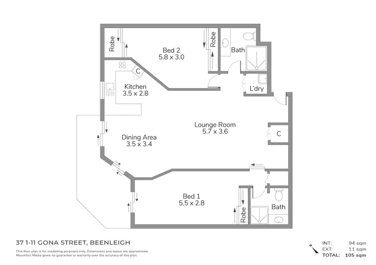 Floorplan of Homely apartment listing, 37/1-11 Gona Street, Beenleigh QLD 4207