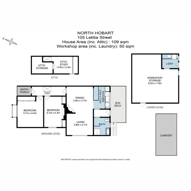 Floorplan of Homely house listing, 105 Letitia Street, North Hobart TAS 7000