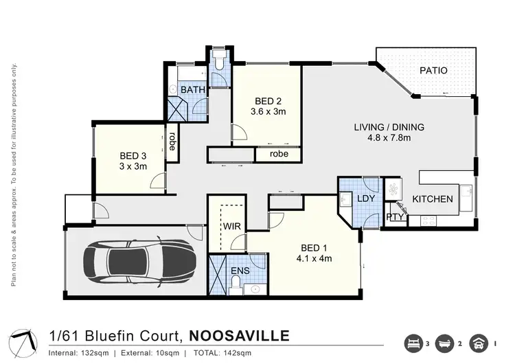 Floorplan of Homely semi-detached listing, 1/61 Bluefin Court, Noosaville QLD 4566
