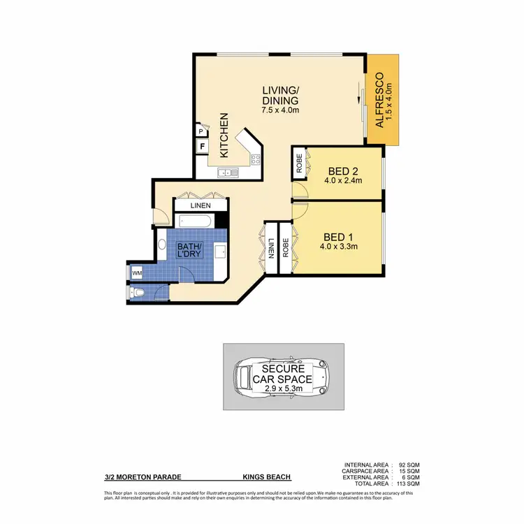 Floorplan of Homely unit listing, 3/2 Moreton Parade, Kings Beach QLD 4551