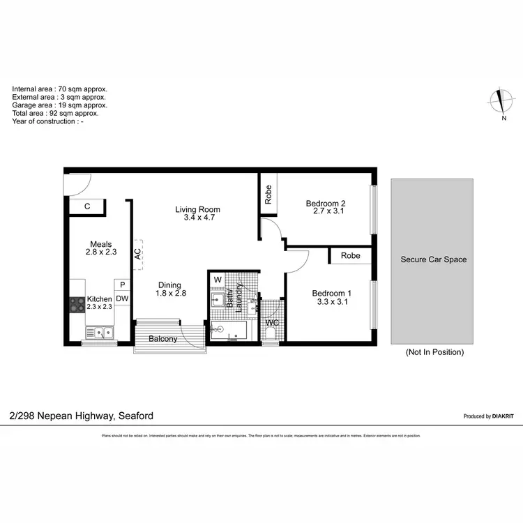 Floorplan of Homely unit listing, 2/298 Nepean Highway, Seaford VIC 3198
