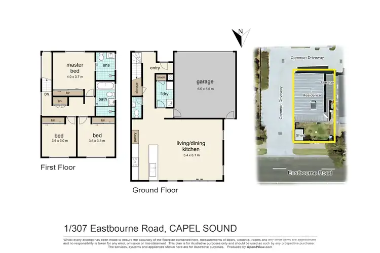 Floorplan of Homely townhouse listing, 1/307 Eastbourne Road, Capel Sound VIC 3940