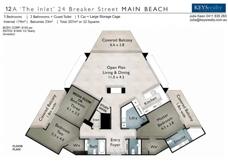 Floorplan of Homely apartment listing, 12A/24 Breaker Street, Main Beach QLD 4217