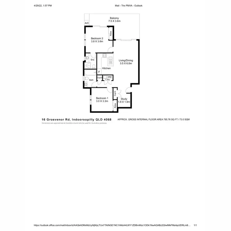 Floorplan of Homely unit listing, 15/16 Grosvenor Road, Indooroopilly QLD 4068