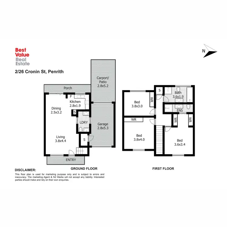 Floorplan of Homely townhouse listing, 2/26 Cronin Street, Penrith NSW 2750