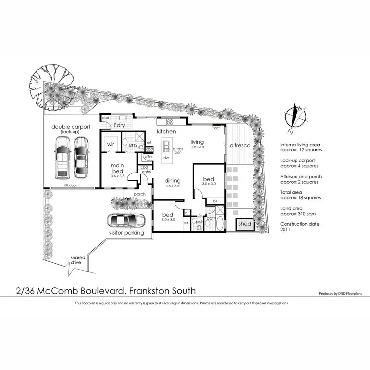 Floorplan of Homely unit listing, 2/36 McComb Boulevard, Frankston South VIC 3199