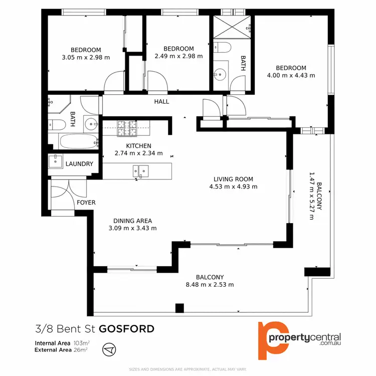 Floorplan of Homely unit listing, 3/8 Bent Street, Gosford NSW 2250