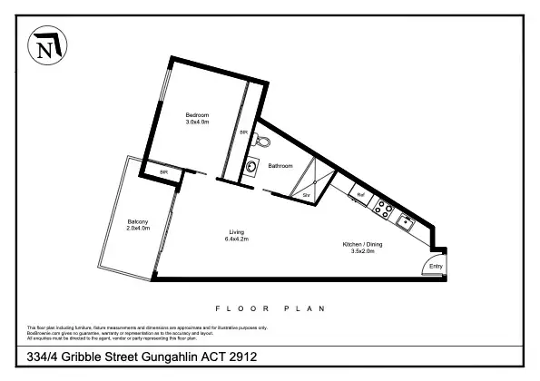 Floorplan of Homely apartment listing, 334/4 Gribble Street, Gungahlin ACT 2912