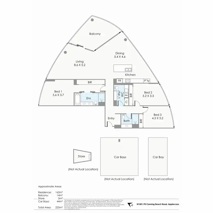 Floorplan of Homely apartment listing, N1501/70 Canning Beach Road Raffles, Applecross WA 6153