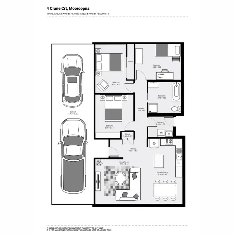 Floorplan of Homely house listing, 4 Crane Court, Mooroopna VIC 3629