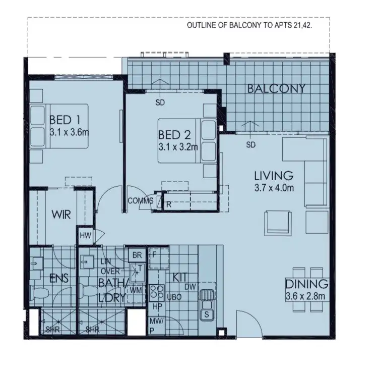Floorplan of Homely apartment listing, 21/1 Rowe Avenue, Rivervale WA 6103