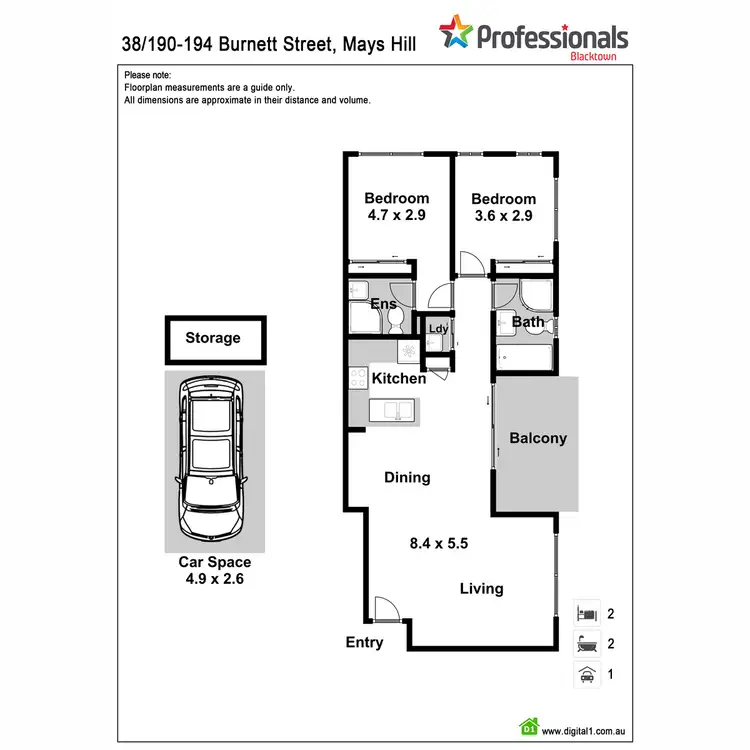 Floorplan of Homely apartment listing, 38/190-194 Burnett Street, Mays Hill NSW 2145