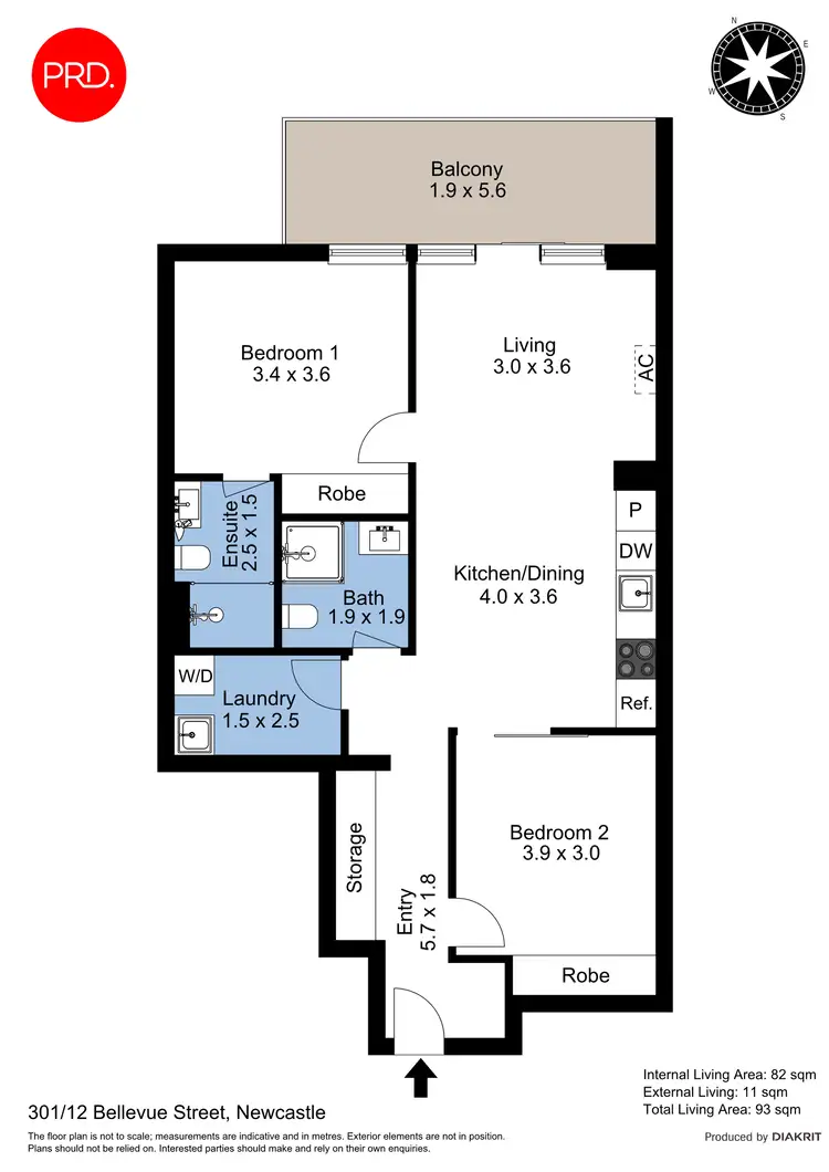 Floorplan of Homely apartment listing, 301/12 Bellevue Street, Newcastle West NSW 2302