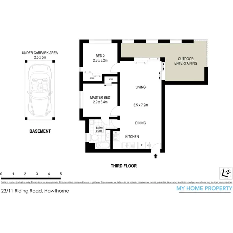 Floorplan of Homely unit listing, 23/11 Riding Road, Hawthorne QLD 4171
