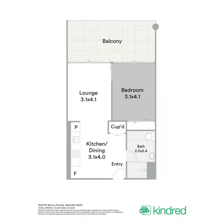 Floorplan of Homely unit listing, 402/101 Marine Parade, Redcliffe QLD 4020