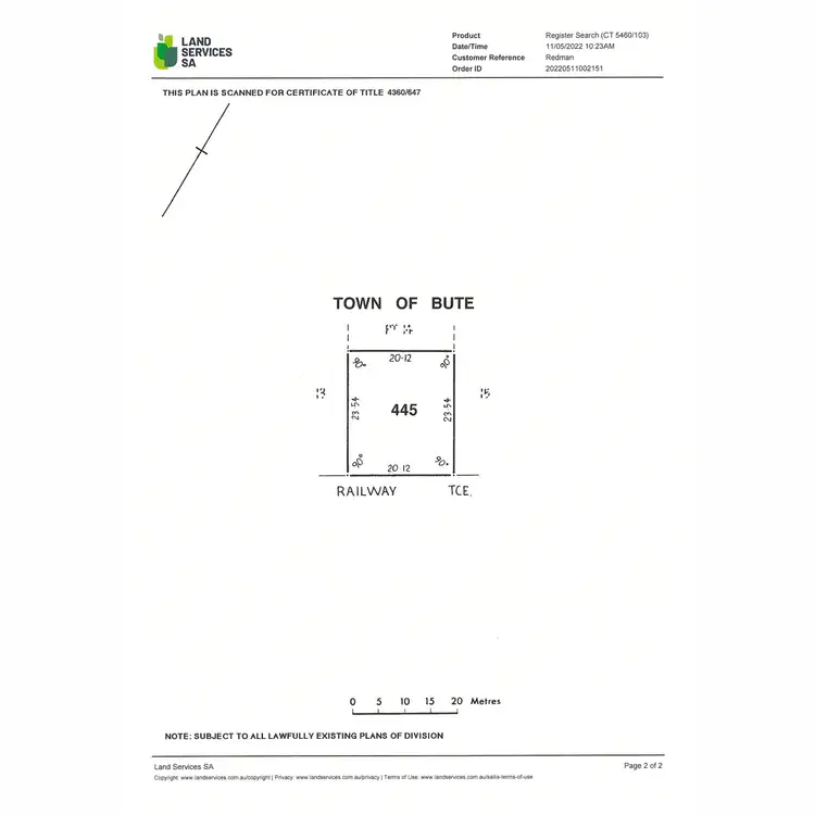 Floorplan of Homely land listing, 19 Railway Terrace, Bute SA 5560