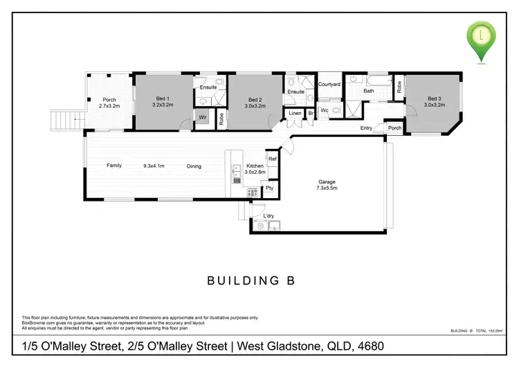 Floorplan of Homely semi-detached listing, 1/5 O'Malley Street, West Gladstone QLD 4680