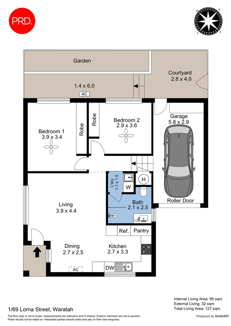 Floorplan of Homely villa listing, 1/69 Lorna Street, Waratah NSW 2298