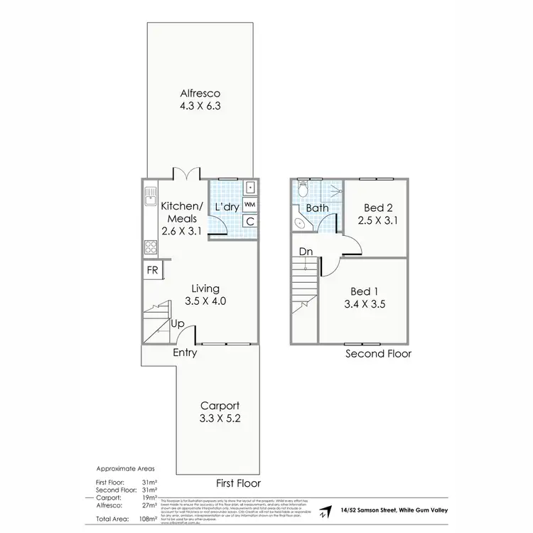 Floorplan of Homely townhouse listing, 14/52 Samson Street, White Gum Valley WA 6162