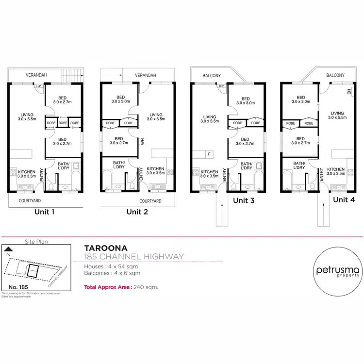 Floorplan of Homely unit listing, 1-4/185 Channel Highway, Taroona TAS 7053