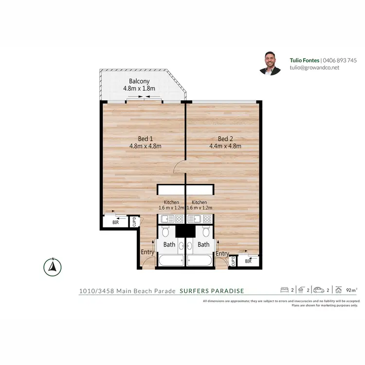 Floorplan of Homely apartment listing, 1010-1011/3458 Main Beach Parade, Surfers Paradise QLD 4217