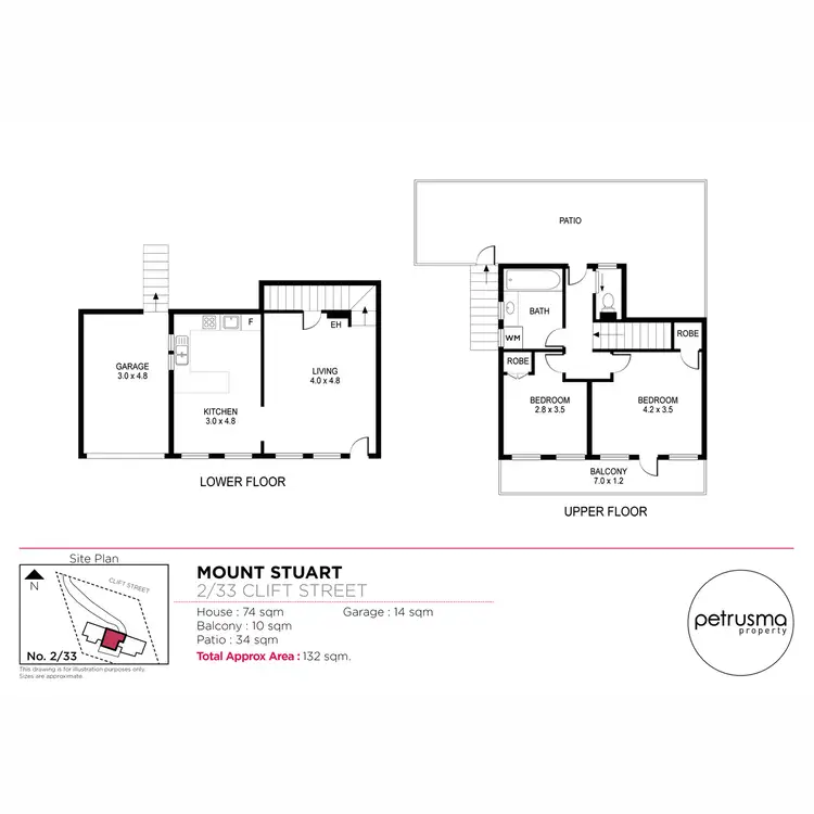 Floorplan of Homely flat listing, 2/33 Clift Street, Mount Stuart TAS 7000