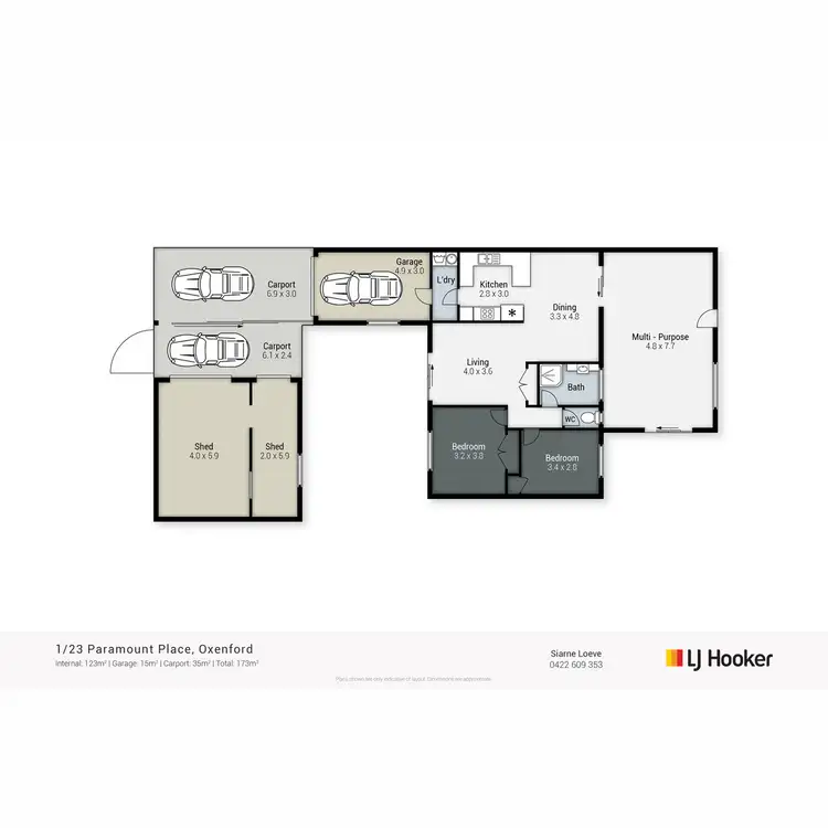 Floorplan of Homely semi-detached listing, 1/23 Paramount Place, Oxenford QLD 4210