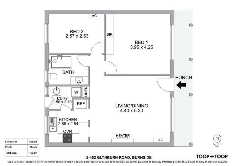 Floorplan of Homely unit listing, 2/462 Glynburn Road, Burnside SA 5066