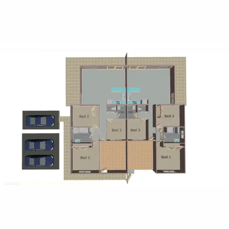 Floorplan of Homely semi-detached listing, 1 & 2 / 3 Louise Court, Silkstone QLD 4304