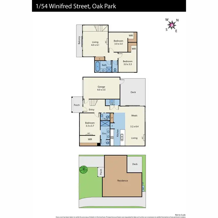 Floorplan of Homely townhouse listing, 1/54 Winifred Street, Oak Park VIC 3046