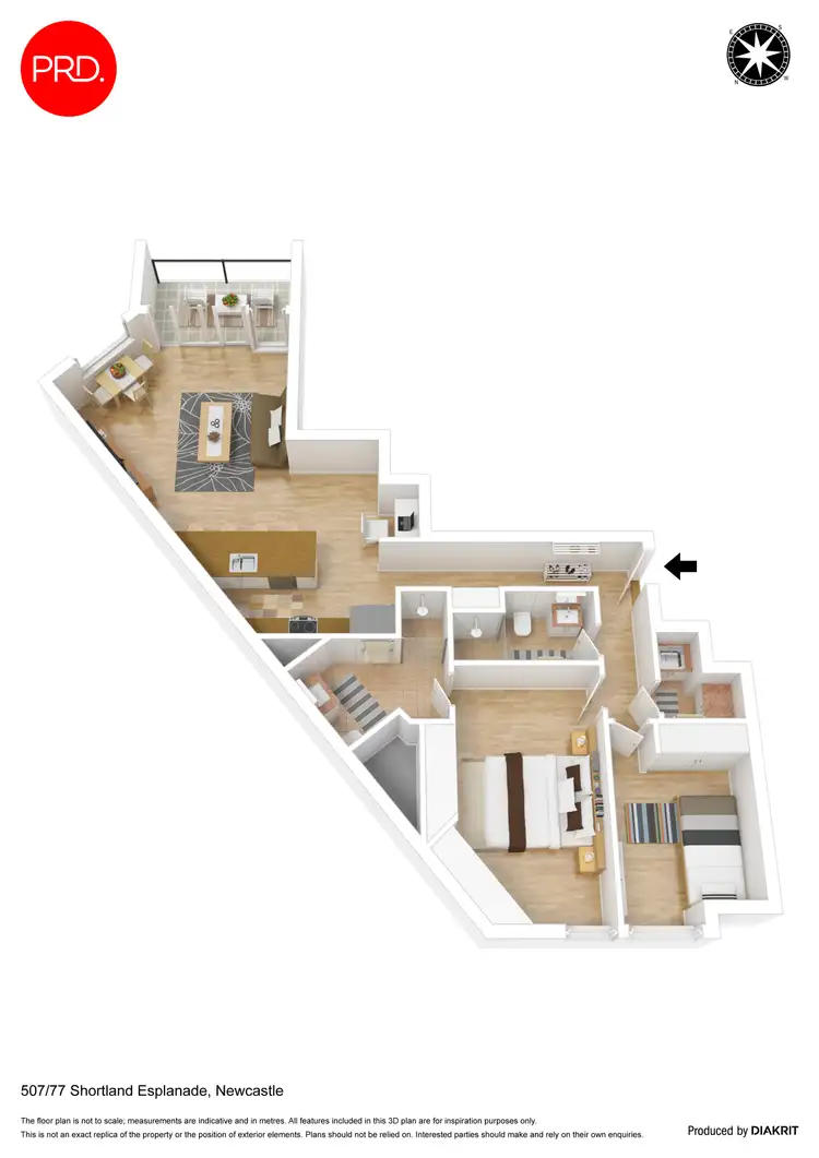 Floorplan of Homely unit listing, 507/77 Shortland Esplanade, Newcastle NSW 2300