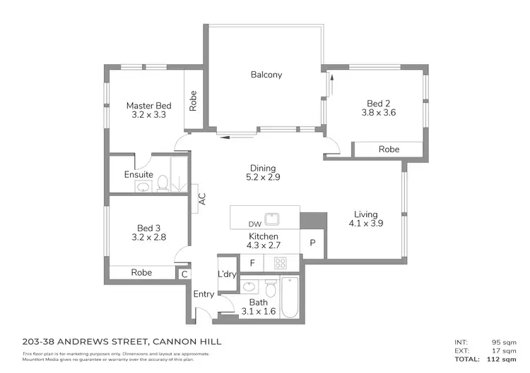 Floorplan of Homely apartment listing, 203/38 Andrews Street, Cannon Hill QLD 4170