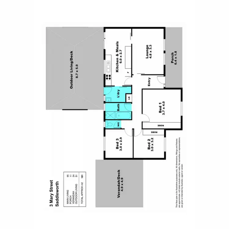 Floorplan of Homely house listing, 3 Mary Street, Saddleworth SA 5413