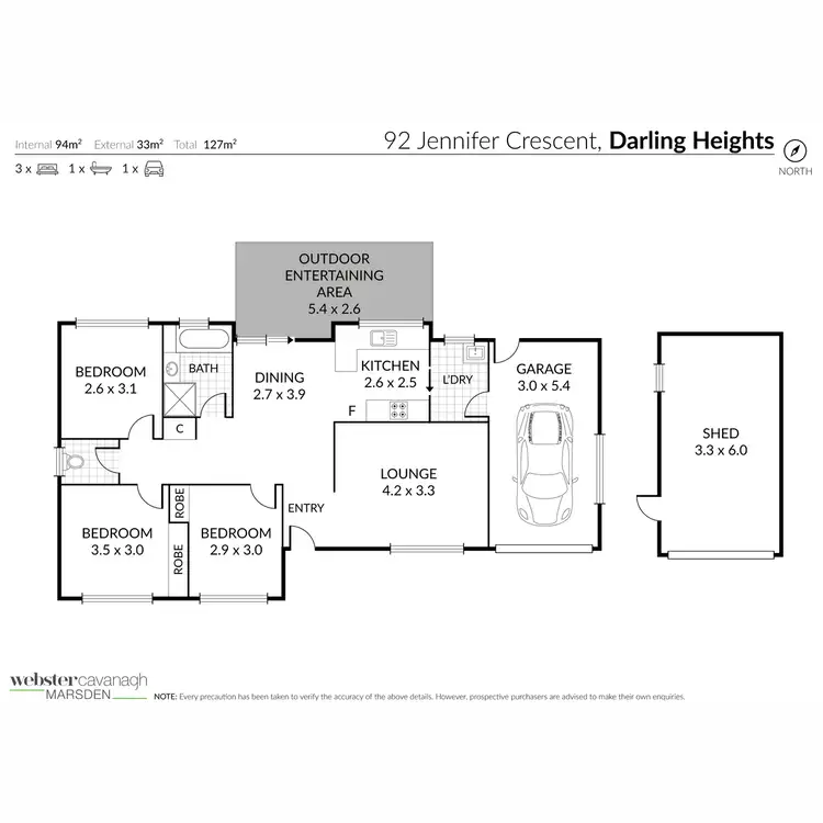 Floorplan of Homely house listing, 92 Jennifer Crescent, Darling Heights QLD 4350