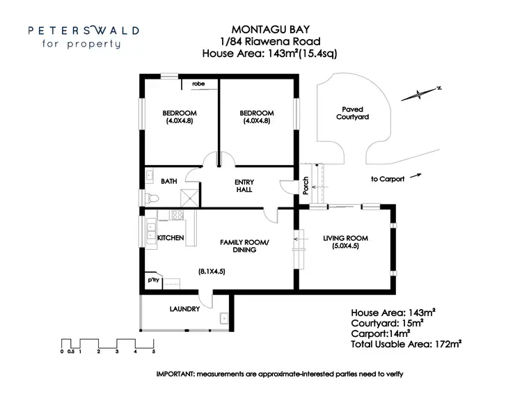 Floorplan of Homely unit listing, 1/84 Riawena Road, Montagu Bay TAS 7018