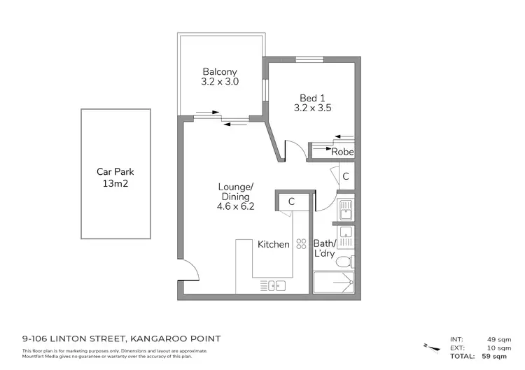 Floorplan of Homely apartment listing, 9/106 Linton Street, Kangaroo Point QLD 4169