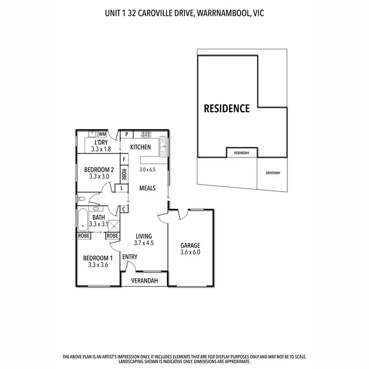 Floorplan of Homely unit listing, 1/32 Caroville Drive, Warrnambool VIC 3280
