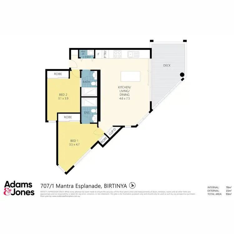 Floorplan of Homely apartment listing, 707/1 Mantra Esplanade, Birtinya QLD 4575