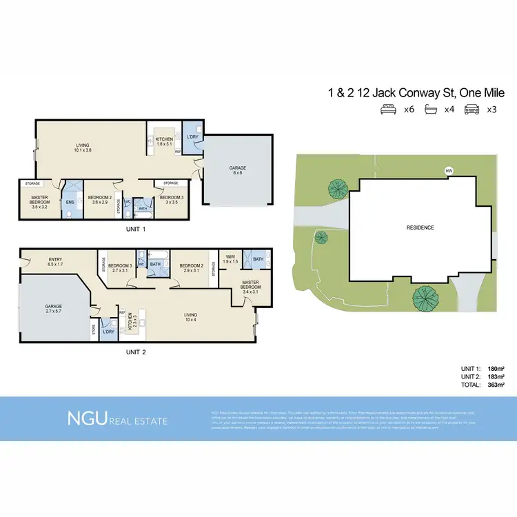 Floorplan of Homely semi-detached listing, 1 & 2/12 Jack Conway Street, One Mile QLD 4305