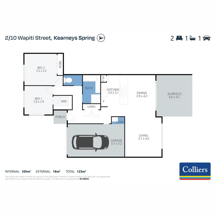 Floorplan of Homely unit listing, 2/10 Wapiti Street, Kearneys Spring QLD 4350