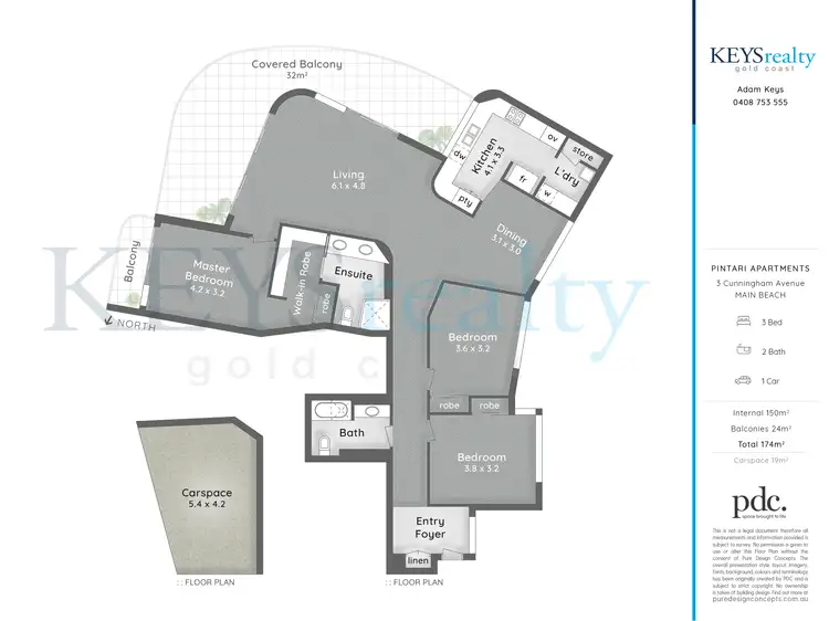 Floorplan of Homely apartment listing, 7/3 Cunningham Avenue, Main Beach QLD 4217