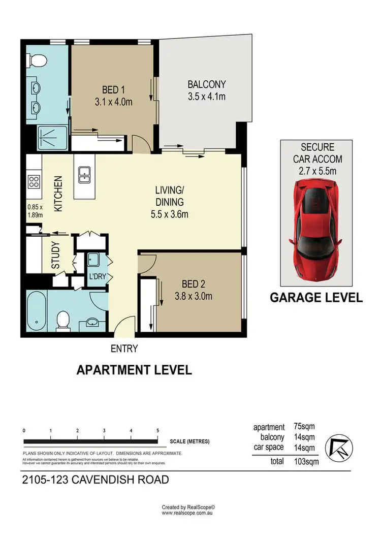 Floorplan of Homely apartment listing, 2105/123 Cavendish Road, Coorparoo QLD 4151