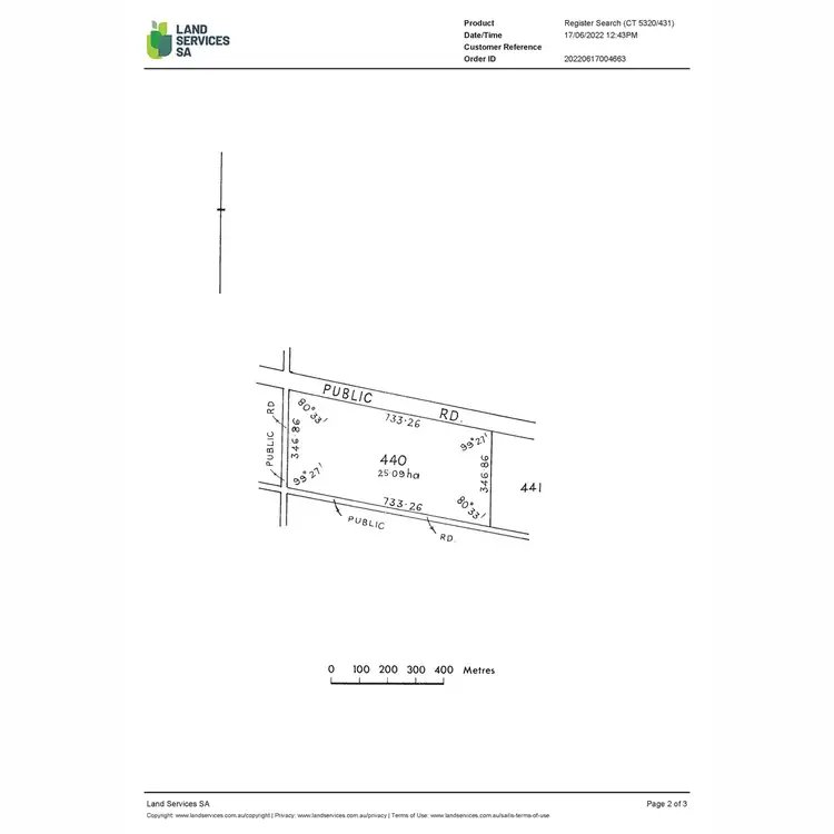 Floorplan of Homely land listing, Section 440 Beaufort Road, Beaufort SA 5550