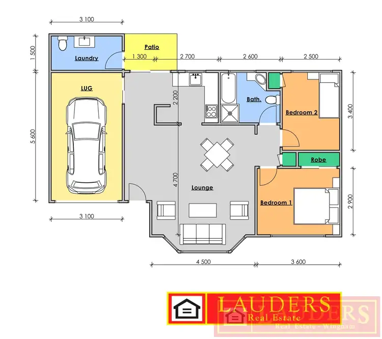 Floorplan of Homely unit listing, 1/18 South Dennes Street, Wingham NSW 2429