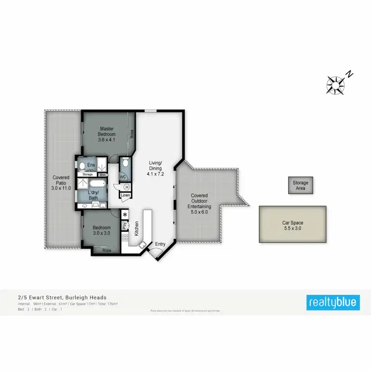 Floorplan of Homely apartment listing, 2/5 Ewart Street, Burleigh Heads QLD 4220
