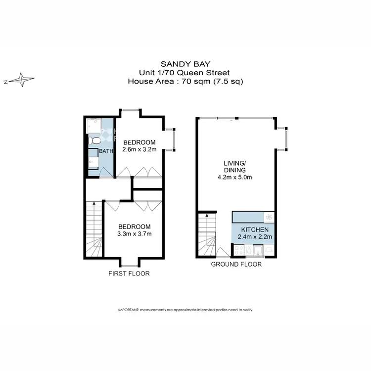 Floorplan of Homely flat listing, 1/70 Queen Street, Sandy Bay TAS 7005