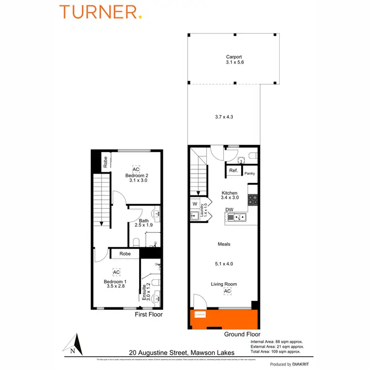 Floorplan of Homely townhouse listing, 20 Augustine Street, Mawson Lakes SA 5095